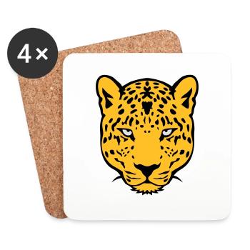 leopards animal sauvage 30 - Dessous de verre (lot de 4) - blanc - Devant