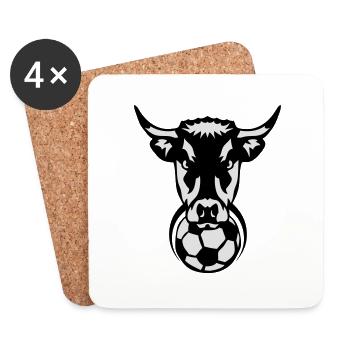vache cow foot soccer logo sport 1806 - Dessous de verre (lot de 4) - blanc - Devant