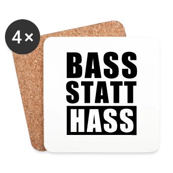 Bass statt Hass ! Peace Love Unity Respect Rave - Untersetzer (4er-Set) - Weiß - Vorne