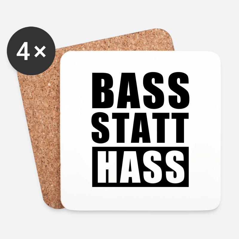 Bass statt Hass ! Peace Love Unity Respect Rave - Untersetzer (4er-Set) - Weiß