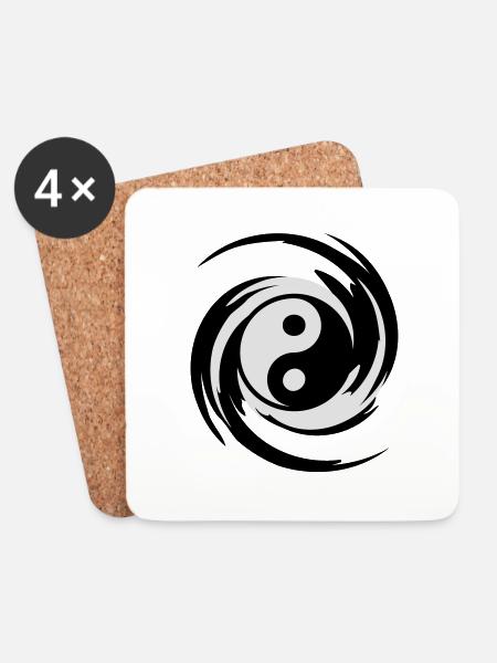 Yin Yang Swirl - Untersetzer (4er-Set) - Weiß