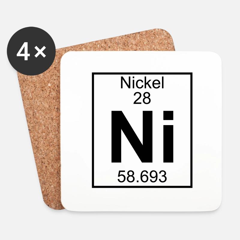Periodic Element 28 - Ni (nickel) - BIG - Untersetzer (4er-Set) - Weiß