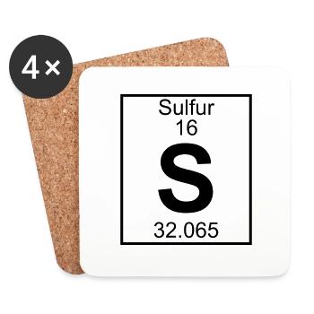 Sulfur (S) (element 16) - Coasters (set of 4) - white - Front