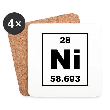 Periodic Element 28 - Ni (nickel) - small - Dessous de verre (lot de 4) - blanc - Devant