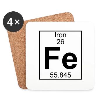 Iron (Fe) (element 26) - Coasters (set of 4) - white - Front
