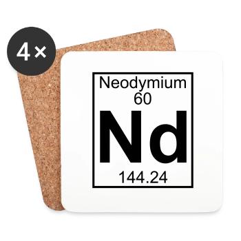 Neodymium (Nd) (element 60) - Coasters (set of 4) - white - Front