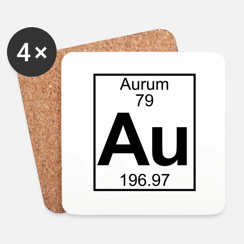 Element 079 - Au (aurum) - Full - Untersetzer (4er-Set) - Weiß