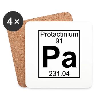 Protactinium (Pa) (element 91) - Coasters (set of 4) - white - Front