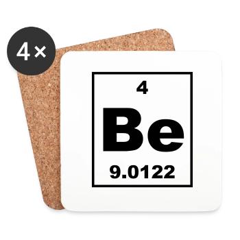 Beryllium (Be) (element 4) - Coasters (set of 4) - white - Front