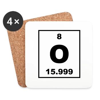 Oxygen (O) (element 8) - Coasters (set of 4) - white - Front