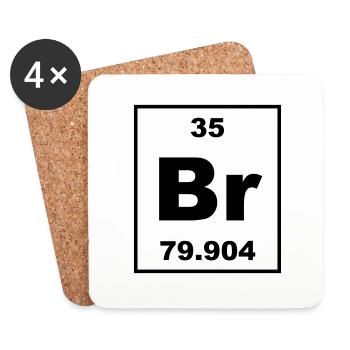 Bromine (Br) (element 35) - Coasters (set of 4) - white - Front
