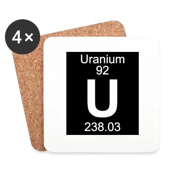 Uranium (U) (element 92) - Coasters (set of 4) - white - Front
