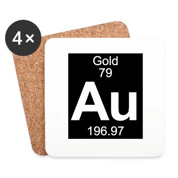 Gold (Au) (element 79) - Coasters (set of 4) - white - Front