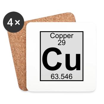 Elements 29 - cu (copper) - Full (white) - Dessous de verre (lot de 4) - blanc - Devant