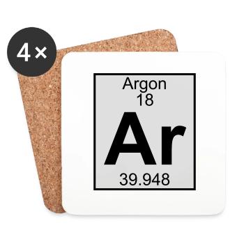 Argon (Ar) (element 18) - Coasters (set of 4) - white - Front
