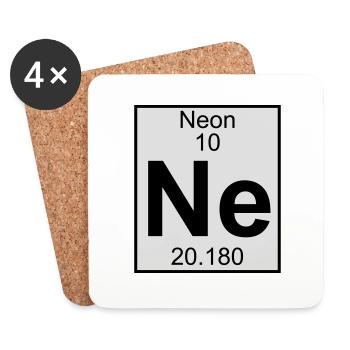 Neon (Ne) (element 10) - Coasters (set of 4) - white - Front