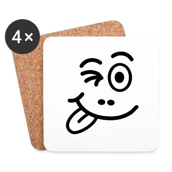 smilie_face_wink_f1 - Untersetzer (4er-Set) - Weiß - Vorne