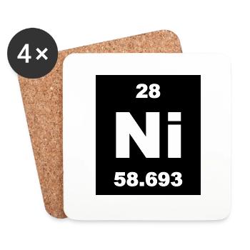 Nickel (Ni) (element 28) - Coasters (set of 4) - white - Front