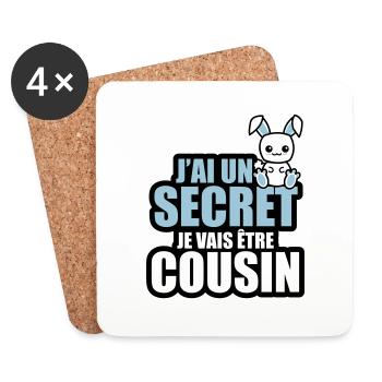 j'ai un secret je vais être cousin - Dessous de verre (lot de 4) - blanc - Devant