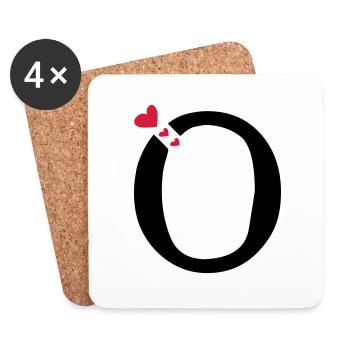 Großbuchstabe O mit Herzen - Untersetzer (4er-Set) - Weiß - Vorne