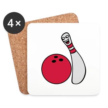 Cheeky Comic Bowling Pin - Coasters (set of 4) - white - Front