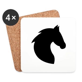 Horse, horse head, horses, riding, head - Coasters (set of 4) - white - Front