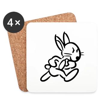 Laufender Hase - Untersetzer (4er-Set) - Weiß - Vorne