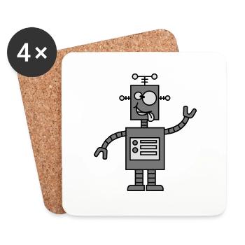 Funny Crazy Robot - Dessous de verre (lot de 4) - blanc - Devant