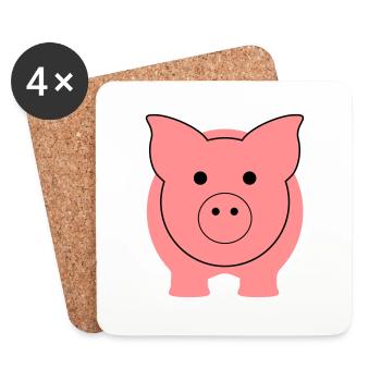 schweinchen_2fb - Untersetzer (4er-Set) - Weiß - Vorne