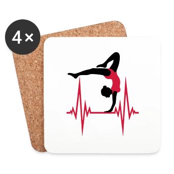 yoga pouls fréquence cardiaque femme gymnastique sport - Dessous de verre (lot de 4) - blanc - Devant
