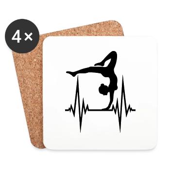 pouls yoga coeur battre fréquence femme gymnastique sport - Dessous de verre (lot de 4) - blanc - Devant