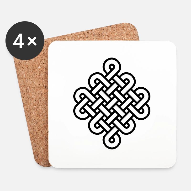 Unendlich Knoten endlos Symbol Tattoo Buddhismus - Untersetzer (4er-Set) - Weiß