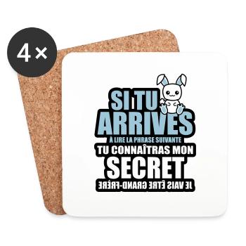tu connaîtras mon secret je vais être grand-frère - Dessous de verre (lot de 4) - blanc - Devant