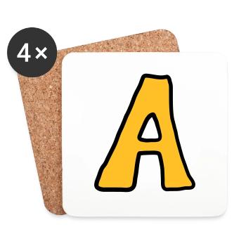 Buchstabe A Comic Cartoon - Untersetzer (4er-Set) - Weiß - Vorne