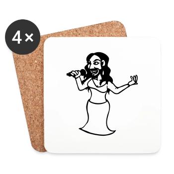 femme a barbe Drag queen travesti - Dessous de verre (lot de 4) - blanc - Devant