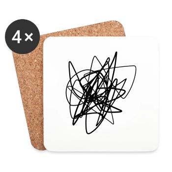 Scribbled chaotic strokes pattern - Coasters (set of 4) - white - Front