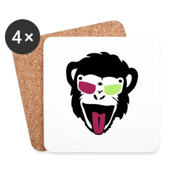 gorilla monkey head bezel - Coasters (set of 4) - white - Front