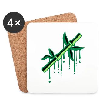 bambus graffiti tropfen pflanze stamm baum blaette - Untersetzer (4er-Set) - Weiß - Vorne