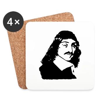 dessin de buste de Descartes philosophe Français - Dessous de verre (lot de 4) - blanc - Devant
