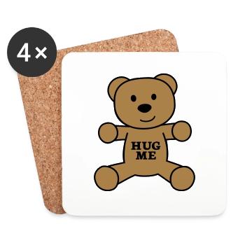 teddy bear hug me - Coasters (set of 4) - white - Front