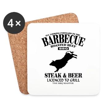 Barbecue - BBQ - Untersetzer (4er-Set) - Weiß - Vorne