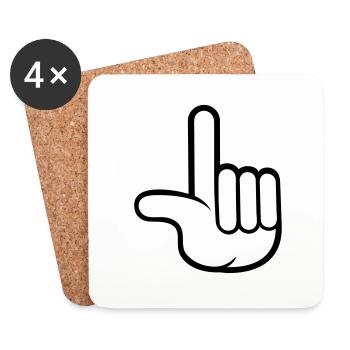 Forefinger comic cartoon show finger hand - Coasters (set of 4) - white - Front