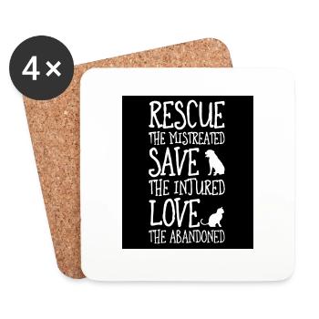 Sauvetage sauver les animaux d'amour - Dessous de verre (lot de 4) - blanc - Devant