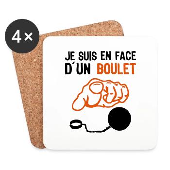 je suis face boulet insulte doigt pointe - Dessous de verre (lot de 4) - blanc - Devant