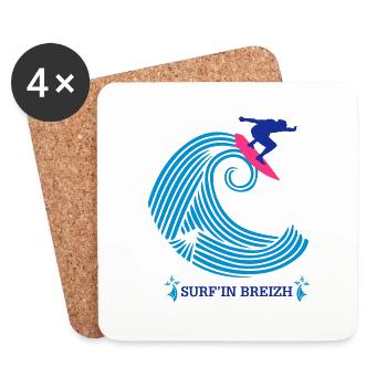 SURF IN BREIZH - BRETAGNE - SURF - Dessous de verre (lot de 4) - blanc - Devant