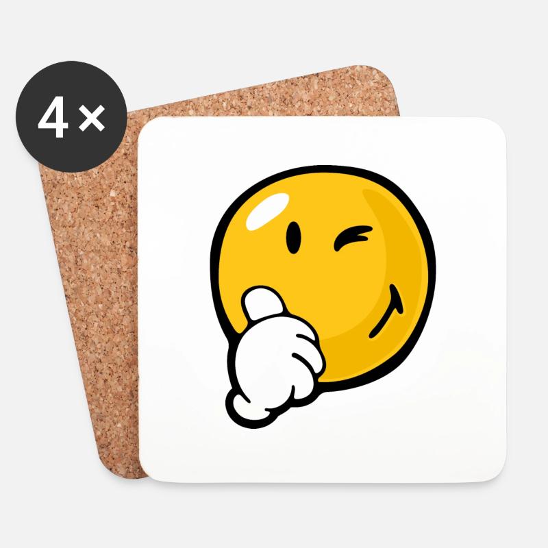 Smiley Certaint - Untersetzer (4er-Set) - Weiß