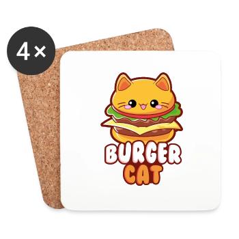 Burger Cat moodrush - Dessous de verre (lot de 4) - blanc - Devant