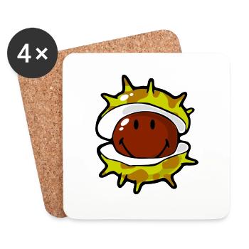 Smiley Conker - Dessous de verre (lot de 4) - blanc - Devant