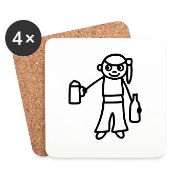 Strichmännchen Bier - Untersetzer (4er-Set) - Weiß - Vorne