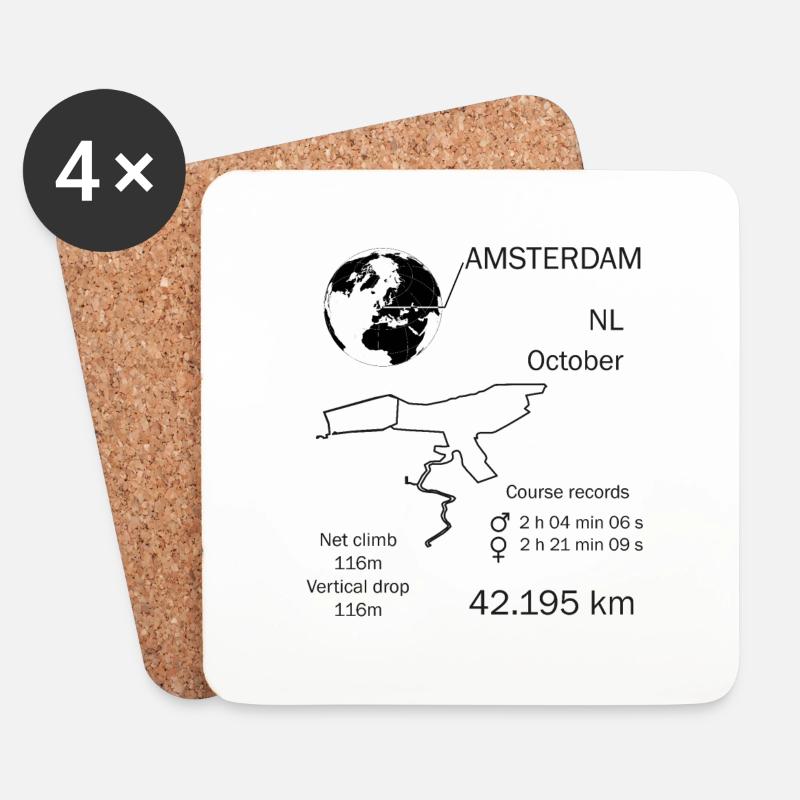 Amsterdamer schwarze Details - Untersetzer (4er-Set) - Weiß